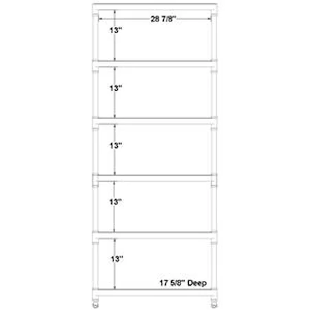 Open Pier or Bookcase with Industrial Design & Locking Wheels